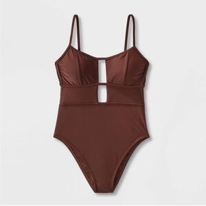 Shade & Shore Brown Cutout One-Piece Swimsuit